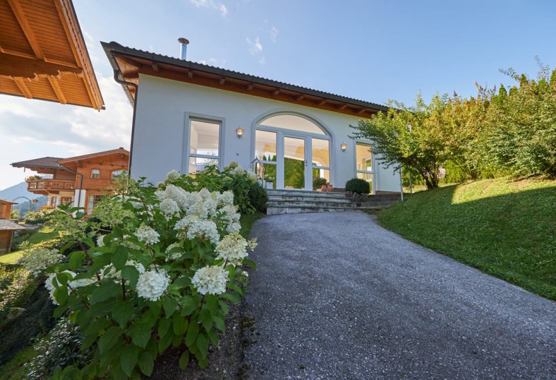 Hortensien und großartige Blumenpracht im grünen Garten