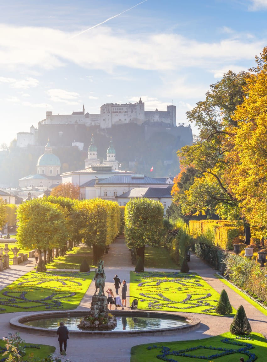 Mirabellgarten und die Festung Hohen Salzburg